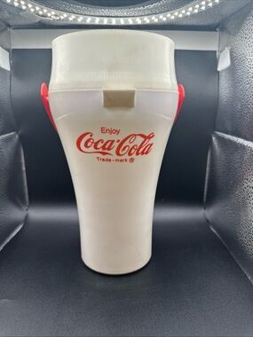 Vintage Coca-Cola Godfather's Pizza White Plastic Pitcher With Red Handle